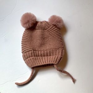 NWOT Rose colored Knit hat for baby up to 24 months
